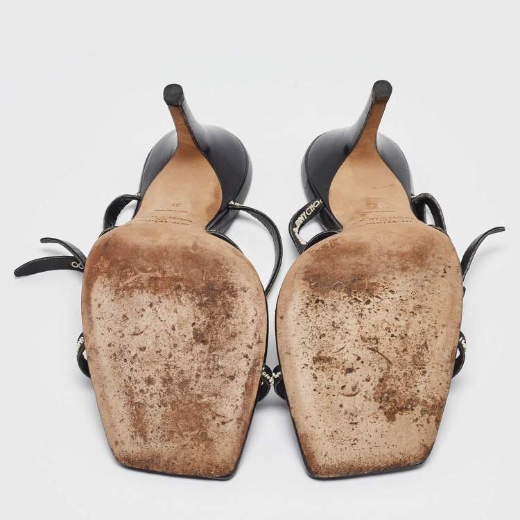 Pre Owned Jimmy Choo X Off-White Black Leather Jane Sandals Size 36