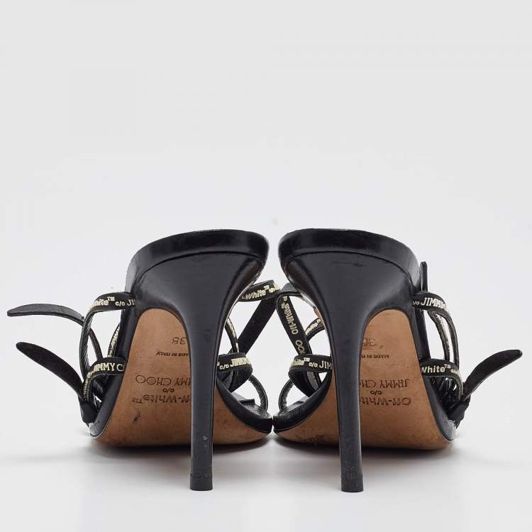 Pre Owned Jimmy Choo X Off-White Black Leather Jane Sandals Size 36
