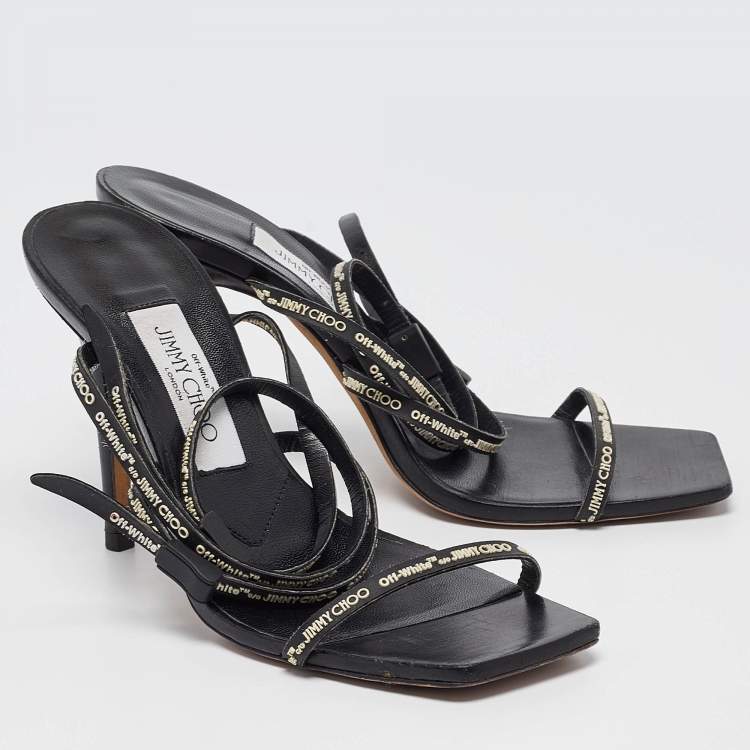 Pre Owned Jimmy Choo X Off-White Black Leather Jane Sandals Size 36