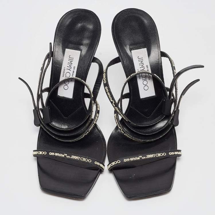 Pre Owned Jimmy Choo X Off-White Black Leather Jane Sandals Size 36