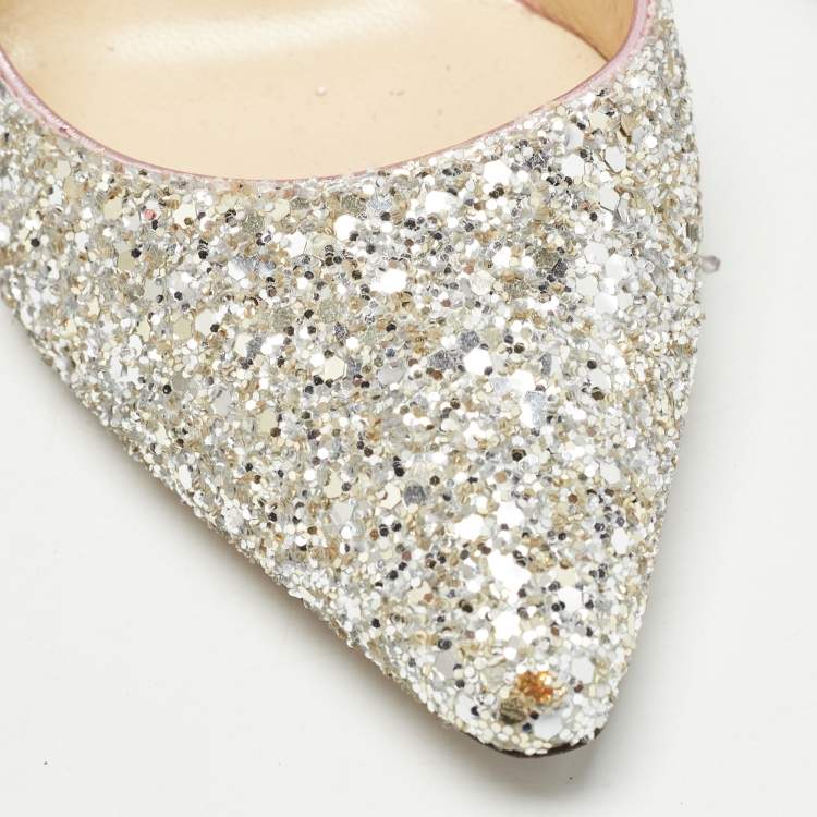 Pre Owned Jimmy Choo Two Tone Glitter Romy Pumps Size 34.5