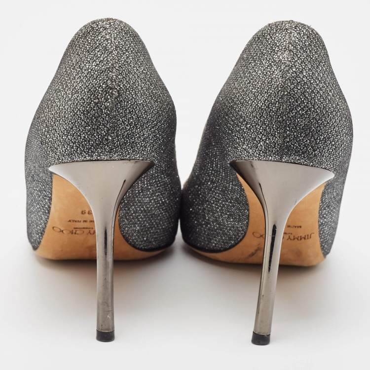 Pre Owned Jimmy Choo Silver Glitter Romy Pumps Size 39
