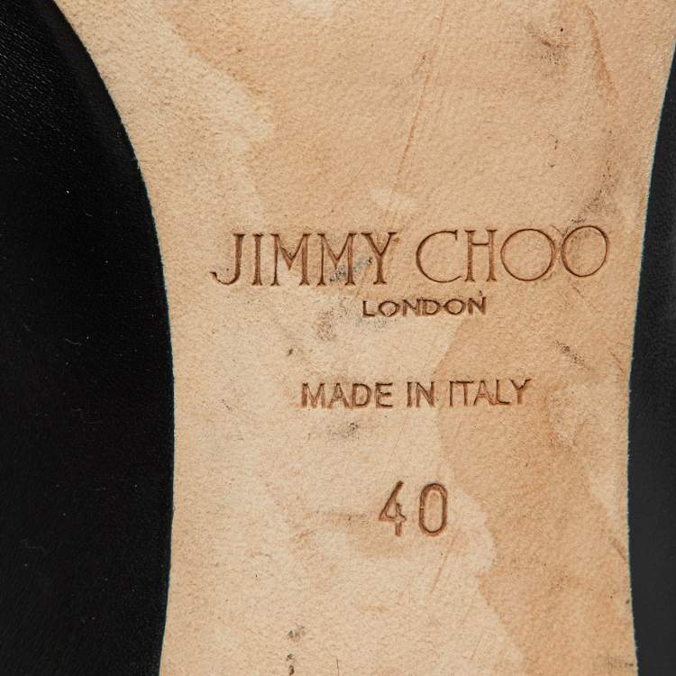 Pre Owned Jimmy Choo Black Studs Leather Ankle Strap Pumps Size 40