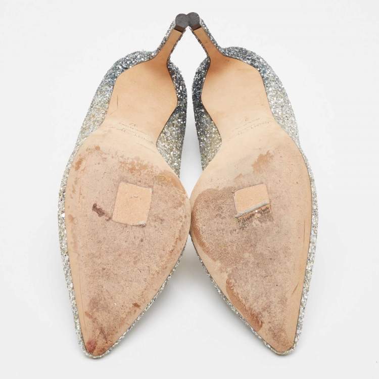 مملوكة مسبقًا Jimmy Choo Two Tone Coarse Glitter Romy Pumps Size 37