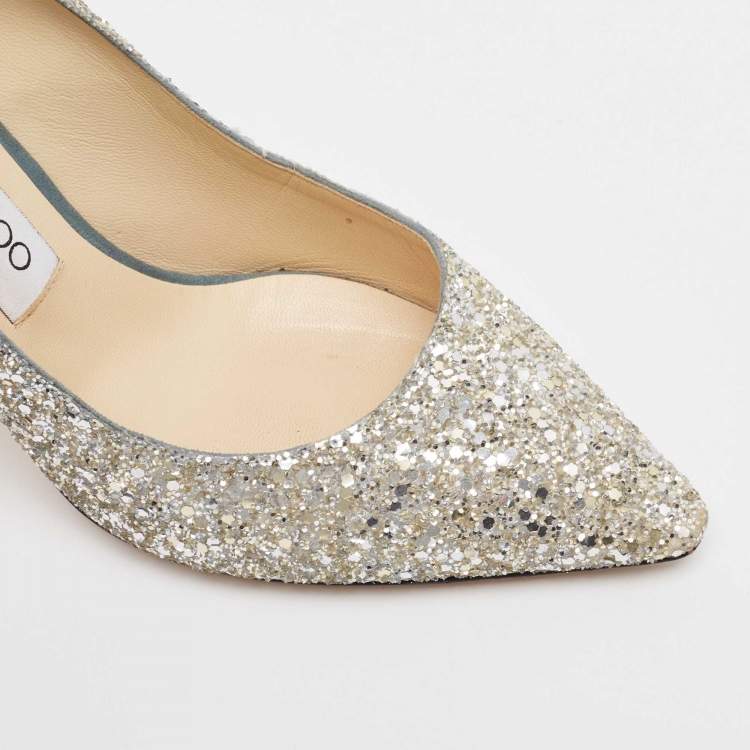 مملوكة مسبقًا Jimmy Choo Two Tone Coarse Glitter Romy Pumps Size 37
