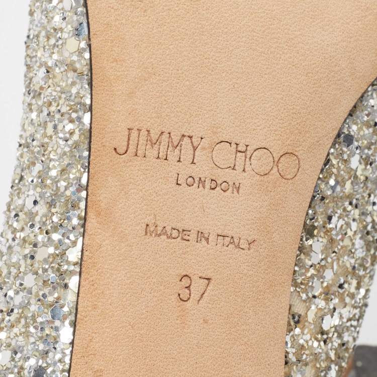 مملوكة مسبقًا Jimmy Choo Two Tone Coarse Glitter Romy Pumps Size 37