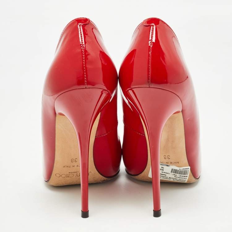 مملوكة مسبقًا Jimmy Choo Red Patent Leather Romy Pumps Size 38