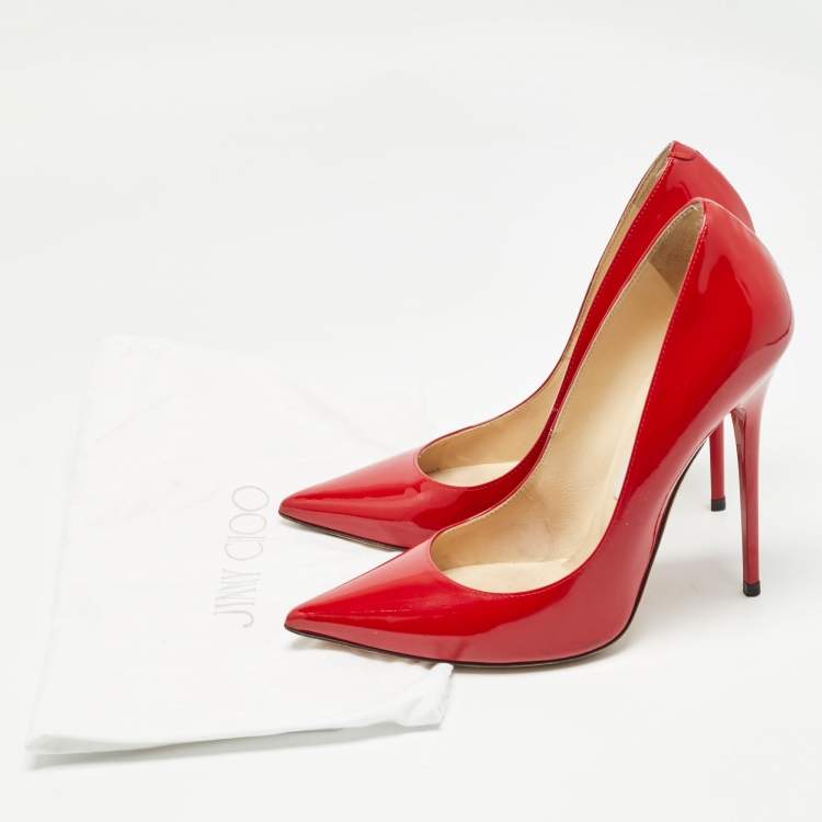 مملوكة مسبقًا Jimmy Choo Red Patent Leather Romy Pumps Size 38