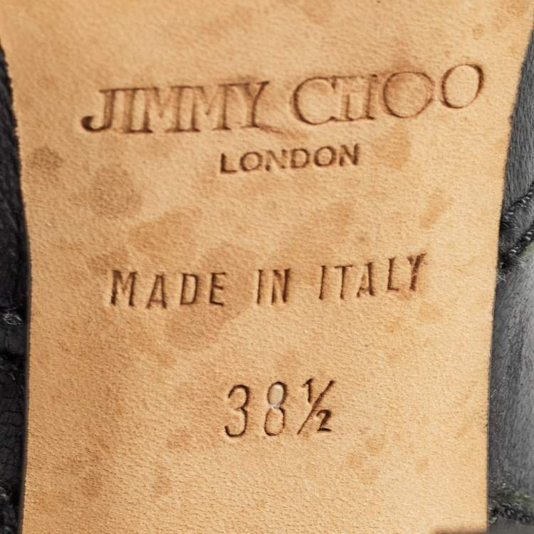 Pre Owned Jimmy Choo Black Leather Ankle Boots Size 38.5 