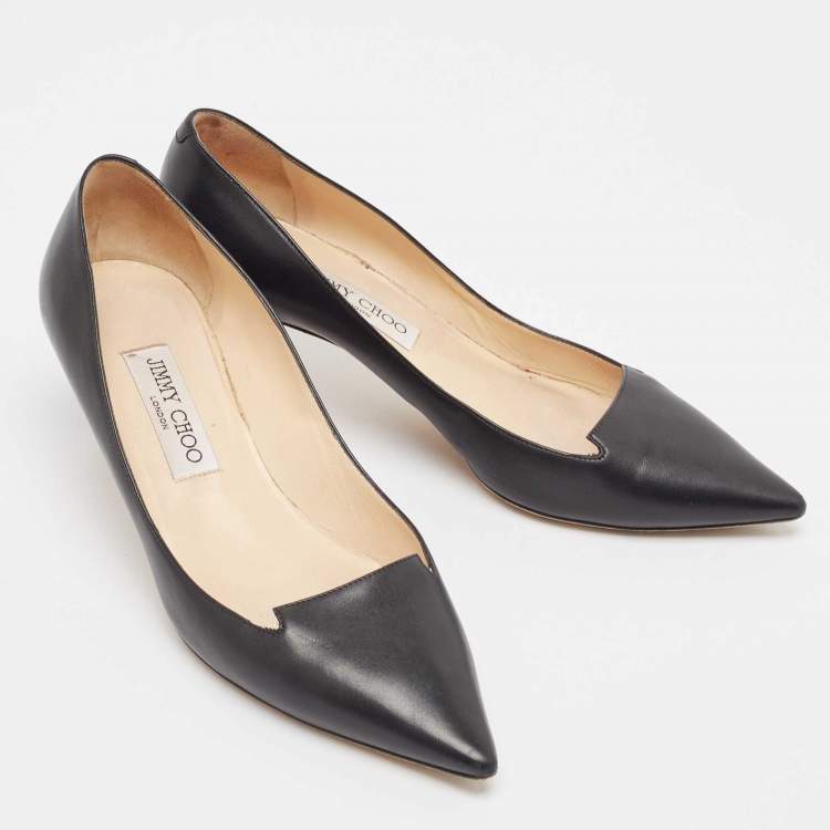 Pre Owned Jimmy Choo Black Leather Allure Pumps Size 38.5