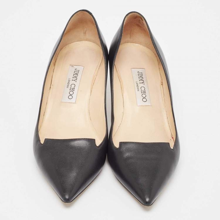 Pre Owned Jimmy Choo Black Leather Allure Pumps Size 38.5