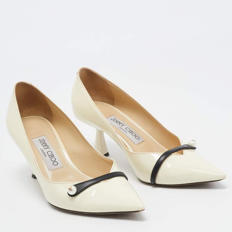 Pre Owned Jimmy Choo Cream Patent Leather Rosalia Pumps Size 36