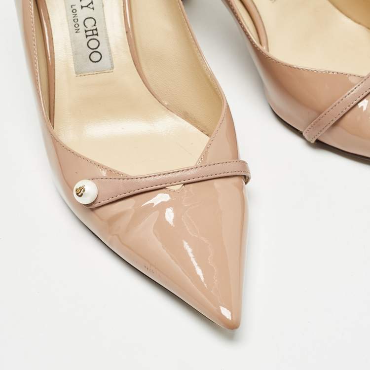 Pre Owned Jimmy Choo Beige Patent Rosalie Pumps Size 36