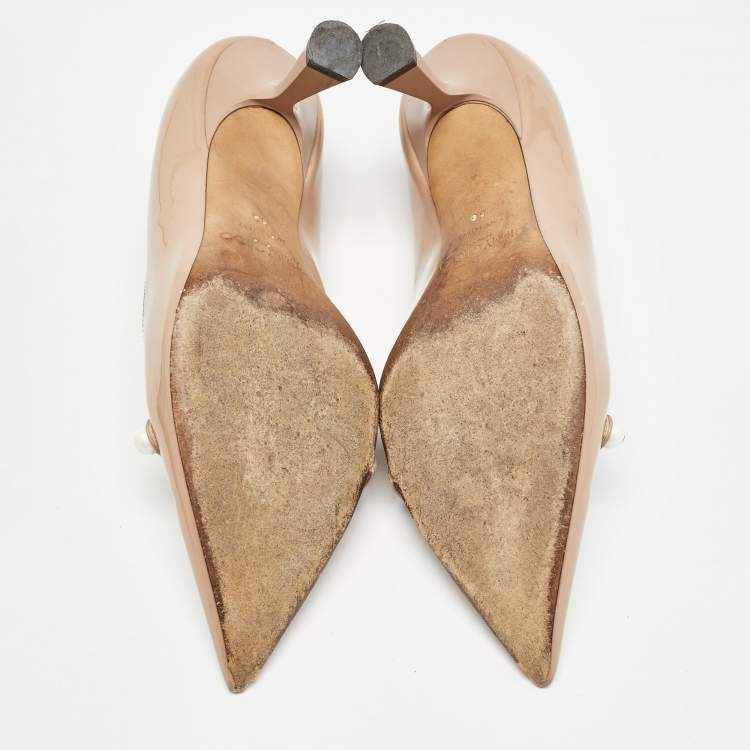 Pre Owned Jimmy Choo Beige Patent Rosalie Pumps Size 36