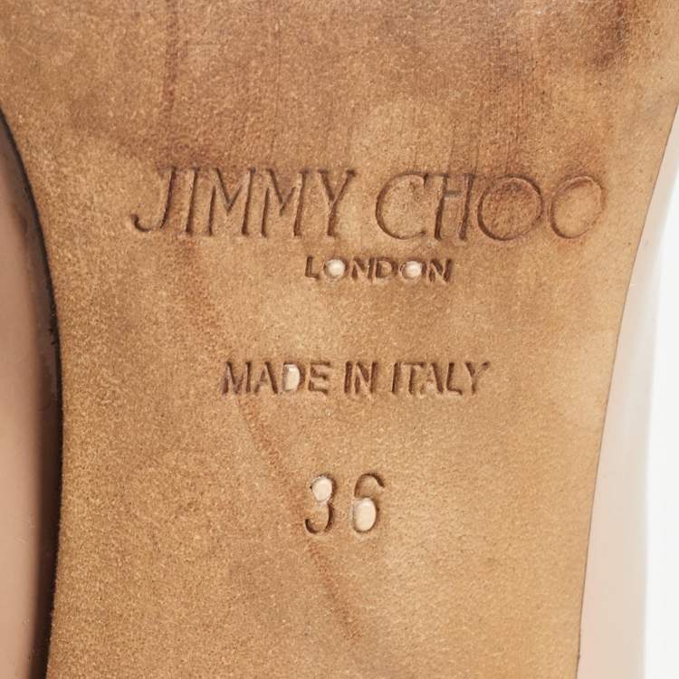 Pre Owned Jimmy Choo Beige Patent Rosalie Pumps Size 36
