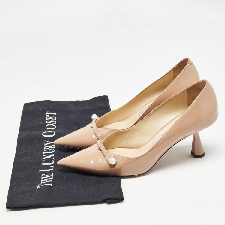 Pre Owned Jimmy Choo Beige Patent Rosalie Pumps Size 36