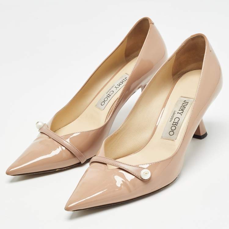 Pre Owned Jimmy Choo Beige Patent Rosalie Pumps Size 36