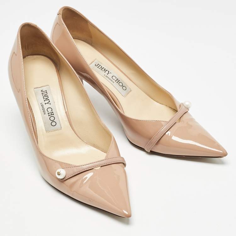 Pre Owned Jimmy Choo Beige Patent Rosalie Pumps Size 36