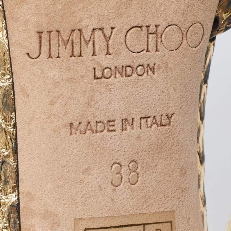 Pre Owned Jimmy Choo Gold Elaphe Willis Pumps Size 38