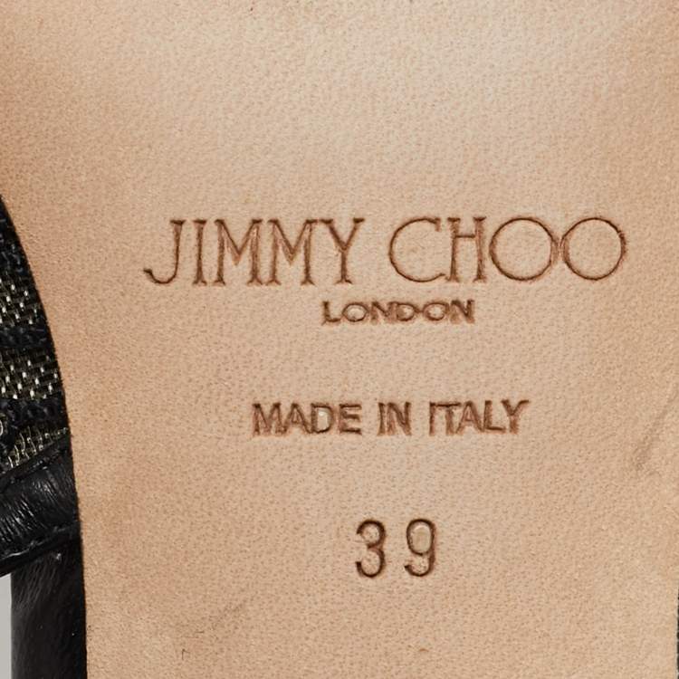 Pre Owned Jimmy Choo Black Mesh and Leather Slingback Pumps Size 39  