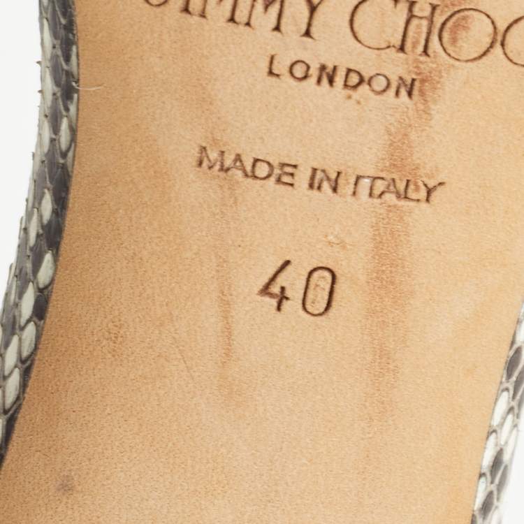 Pre Owned Jimmy Choo Brown/Beige Python Stacey Slide Sandals Size 40