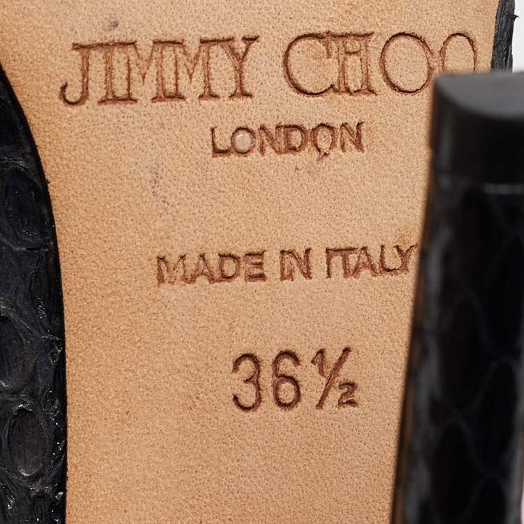 Pre Owned Jimmy Choo Black Python Hand Cuff Pumps Size 36.5