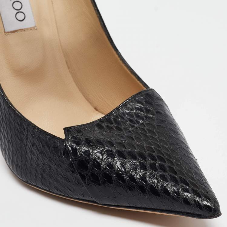 Pre Owned Jimmy Choo Black Python Hand Cuff Pumps Size 36.5