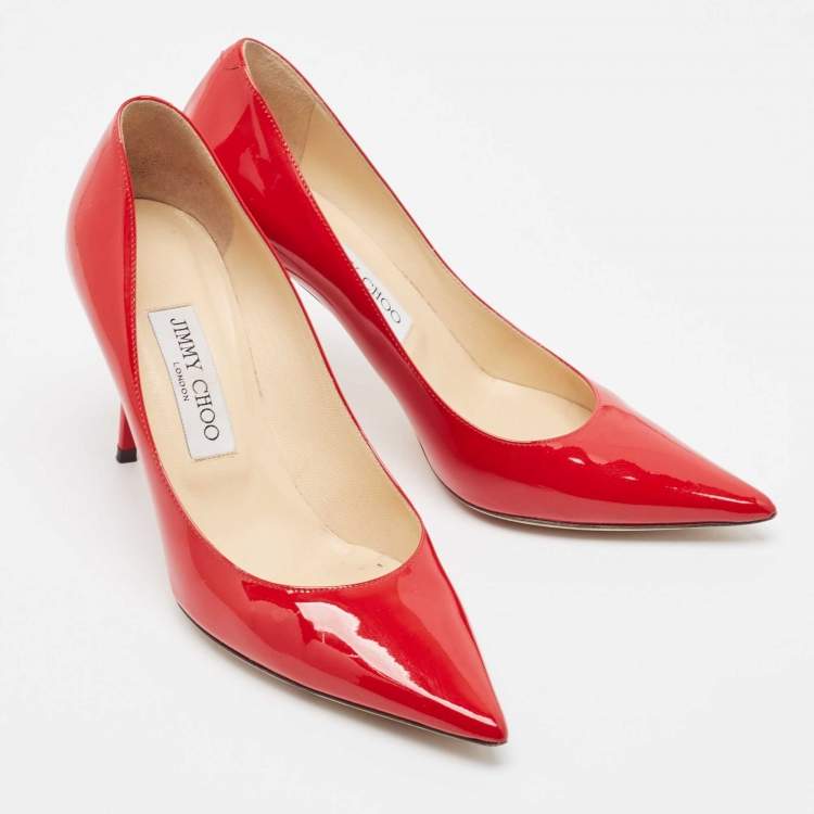 مملوكة مسبقًا Jimmy Choo Red Patent Leather Love Pumps Size 37.5