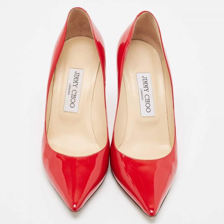مملوكة مسبقًا Jimmy Choo Red Patent Leather Love Pumps Size 37.5