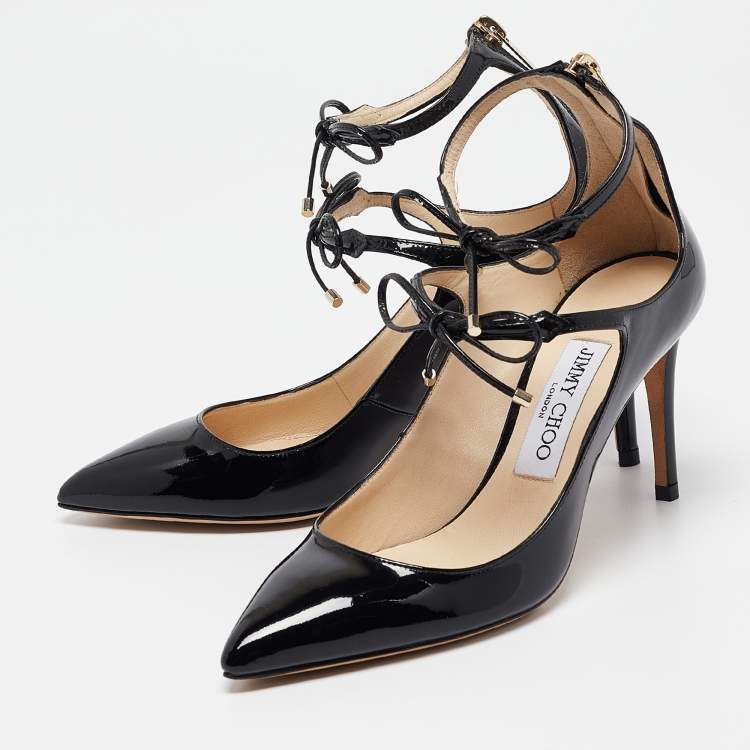 Pre Owned Jimmy Choo Black Patent  Leather Sage Pumps Size 36