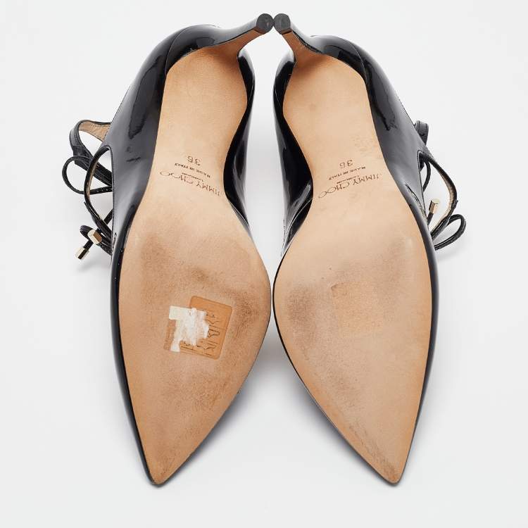 Pre Owned Jimmy Choo Black Patent  Leather Sage Pumps Size 36