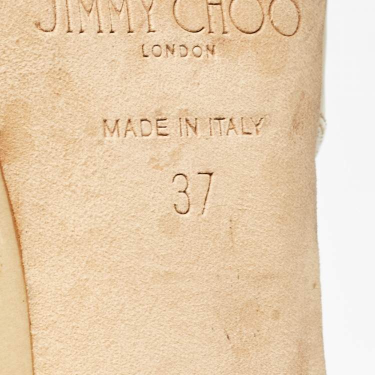 Pre Owned Jimmy Choo Beige Patent Leather Lance Sandals Size 37