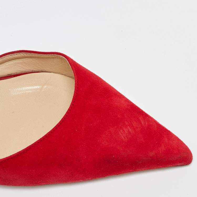 Pre Owned Jimmy Choo Red Suede and Patent Leather Darylin Pumps Size 41