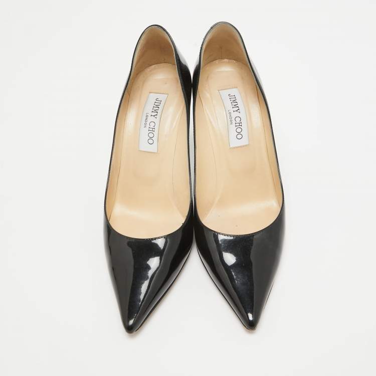 Pre Owned Jimmy Choo Black Patent Leather Love Pumps Size 38
