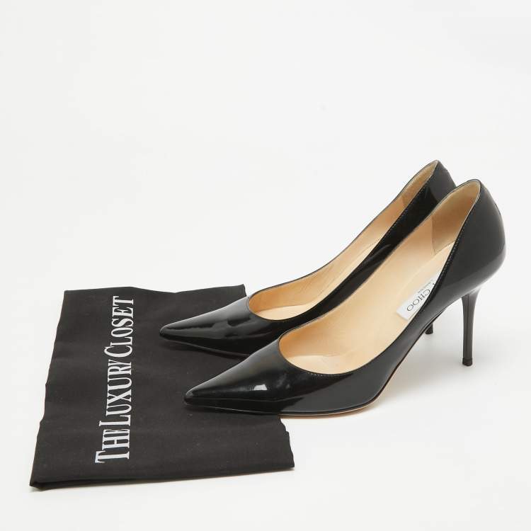 Pre Owned Jimmy Choo Black Patent Leather Love Pumps Size 38