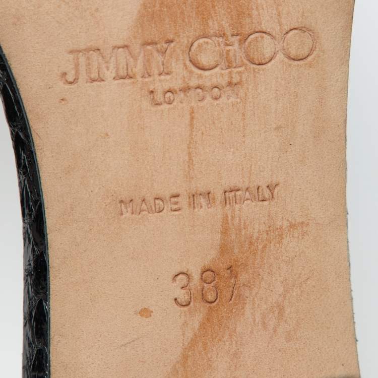 Pre Owned Jimmy Choo Black Lace, Suede and Watersnake Leather Pumps Size 38.5