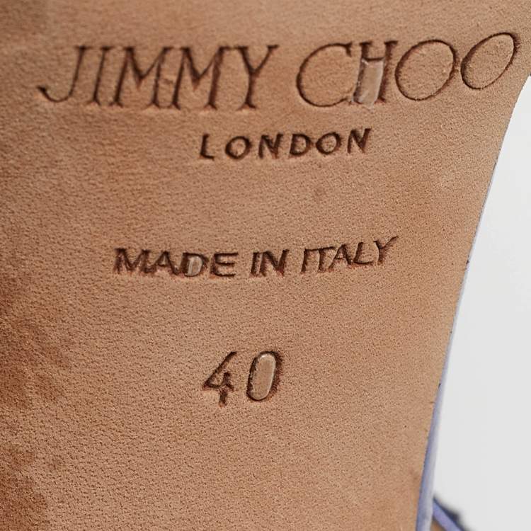 Pre Owned Jimmy Choo Purple Coarse Glitter Carrie Sandals Size 40