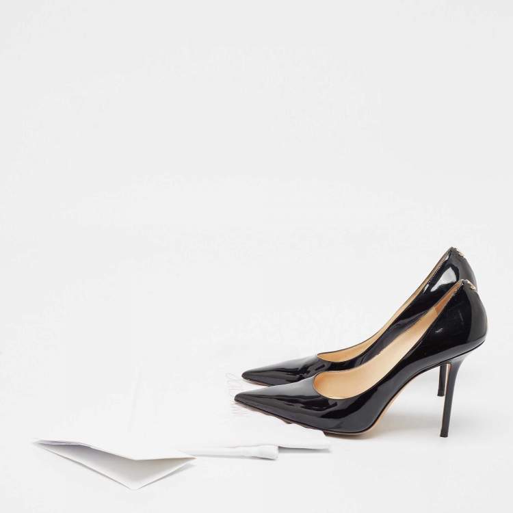 Pre Owned Jimmy Choo Black Patent Leather Love Pumps Size 42