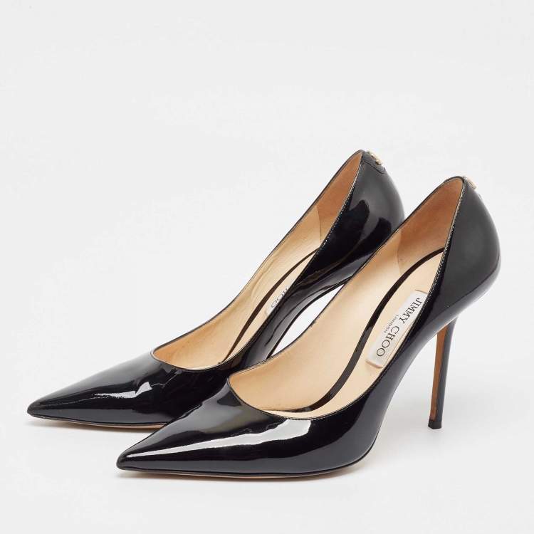 Pre Owned Jimmy Choo Black Patent Leather Love Pumps Size 42