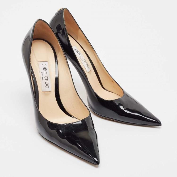 Pre Owned Jimmy Choo Black Patent Leather Love Pumps Size 42