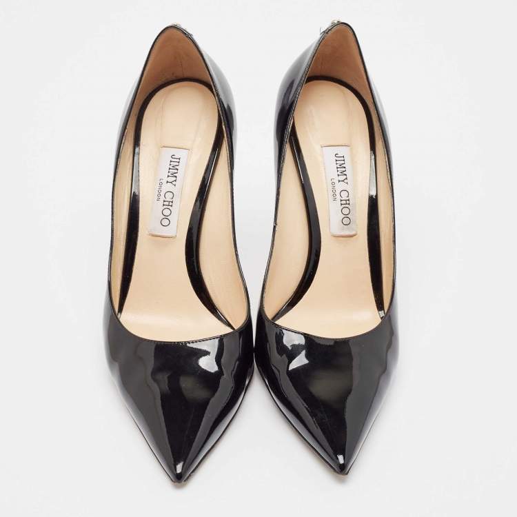 Pre Owned Jimmy Choo Black Patent Leather Love Pumps Size 42