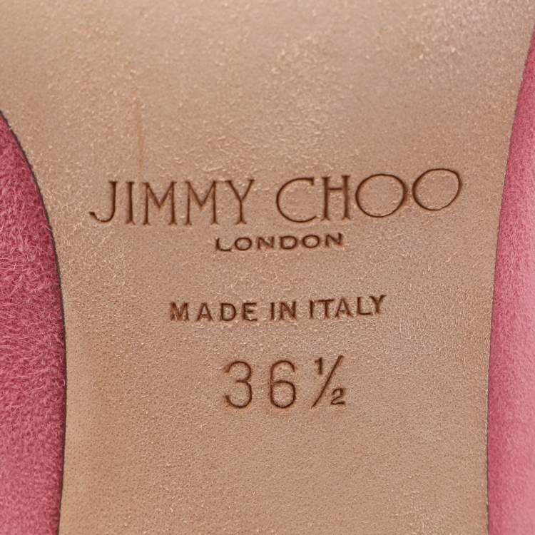 Pre Owned Jimmy Choo Pink Suede Love Pointed Toe Pumps Size 36.5