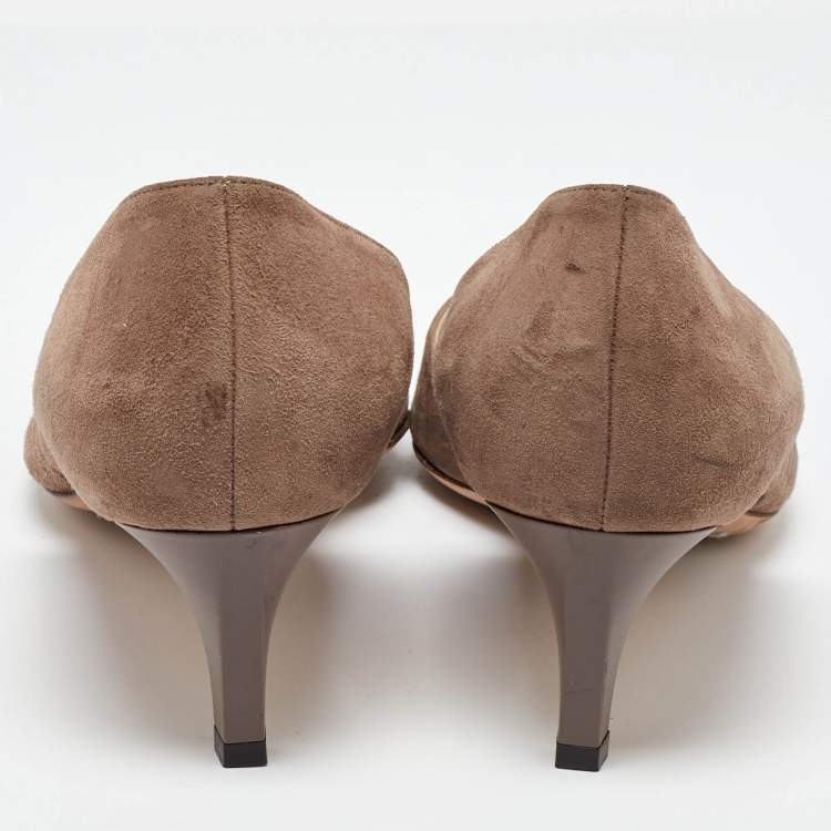 Pre Owned Jimmy Choo Grey Suede D'orsay Pointed Toe Pumps Size 38.5