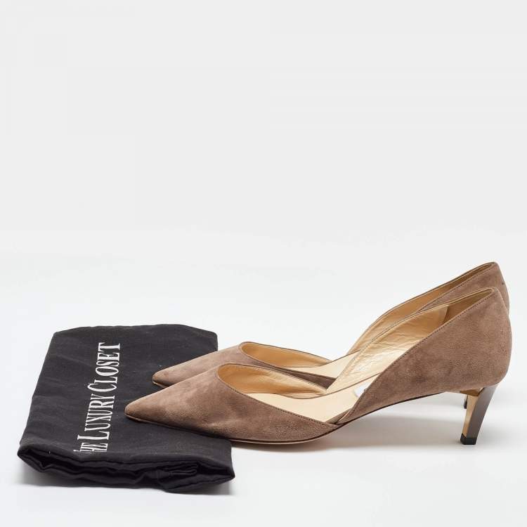 Pre Owned Jimmy Choo Grey Suede D'orsay Pointed Toe Pumps Size 38.5