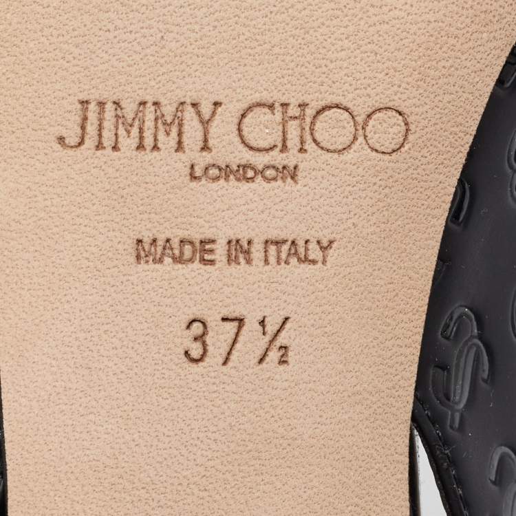 مملوكة مسبقًا Jimmy Choo Black Logo Embossed Leather Liya Slingback Pumps Size 37.5