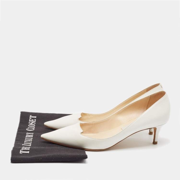 Pre Owned Jimmy Choo White Leather Pointed Toe Pumps Size 40