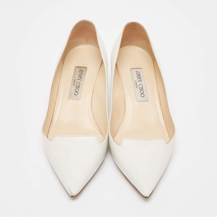 Pre Owned Jimmy Choo White Leather Pointed Toe Pumps Size 40