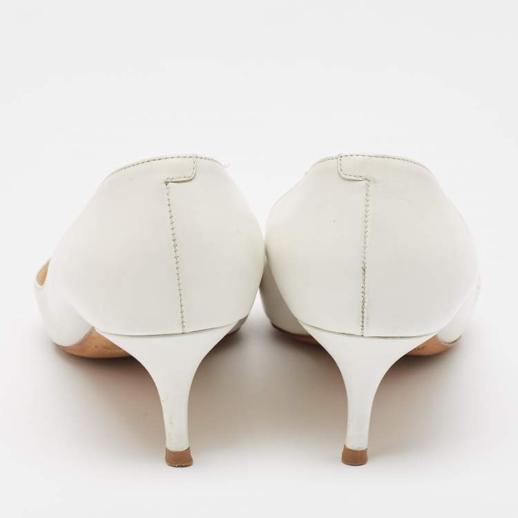 Pre Owned Jimmy Choo White Leather Pointed Toe Pumps Size 40