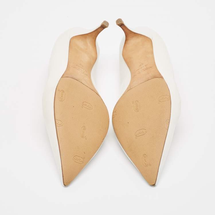 Pre Owned Jimmy Choo White Leather Pointed Toe Pumps Size 40