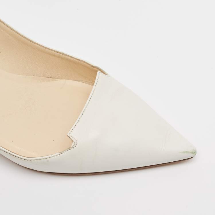 Pre Owned Jimmy Choo White Leather Pointed Toe Pumps Size 40